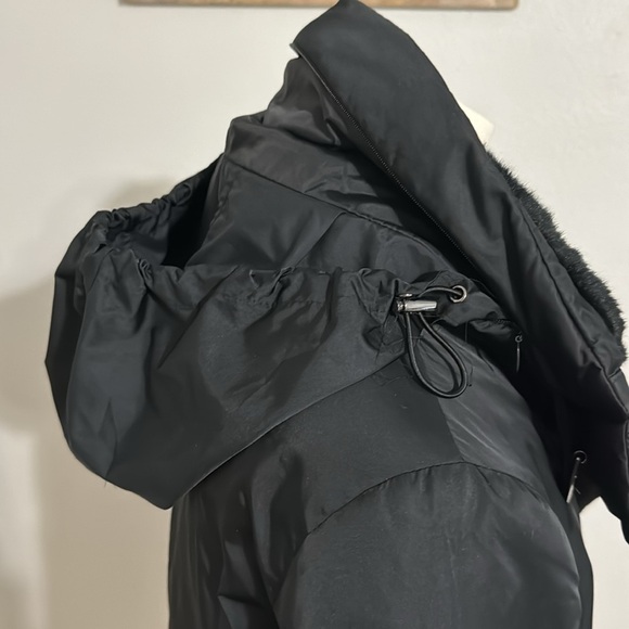 ZARA‎ Black Down Coat Long Jacket hood Winter Snow size XS Extra Small Faux Fur - Picture 4 of 10